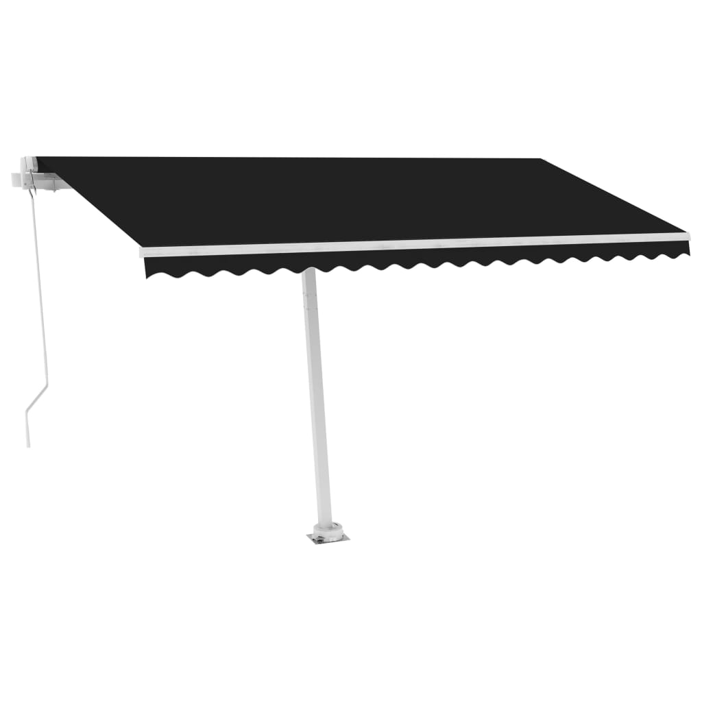 vidaXL Manuell uttrekkbar markise med LED 450x300 cm antrasitt