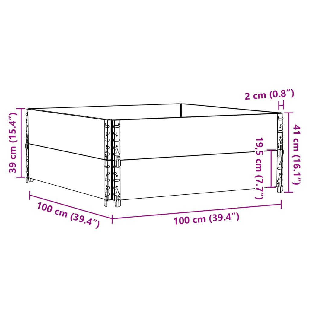 vidaXL Pallekarmer 2 stk svart 100x100 cm heltre furu