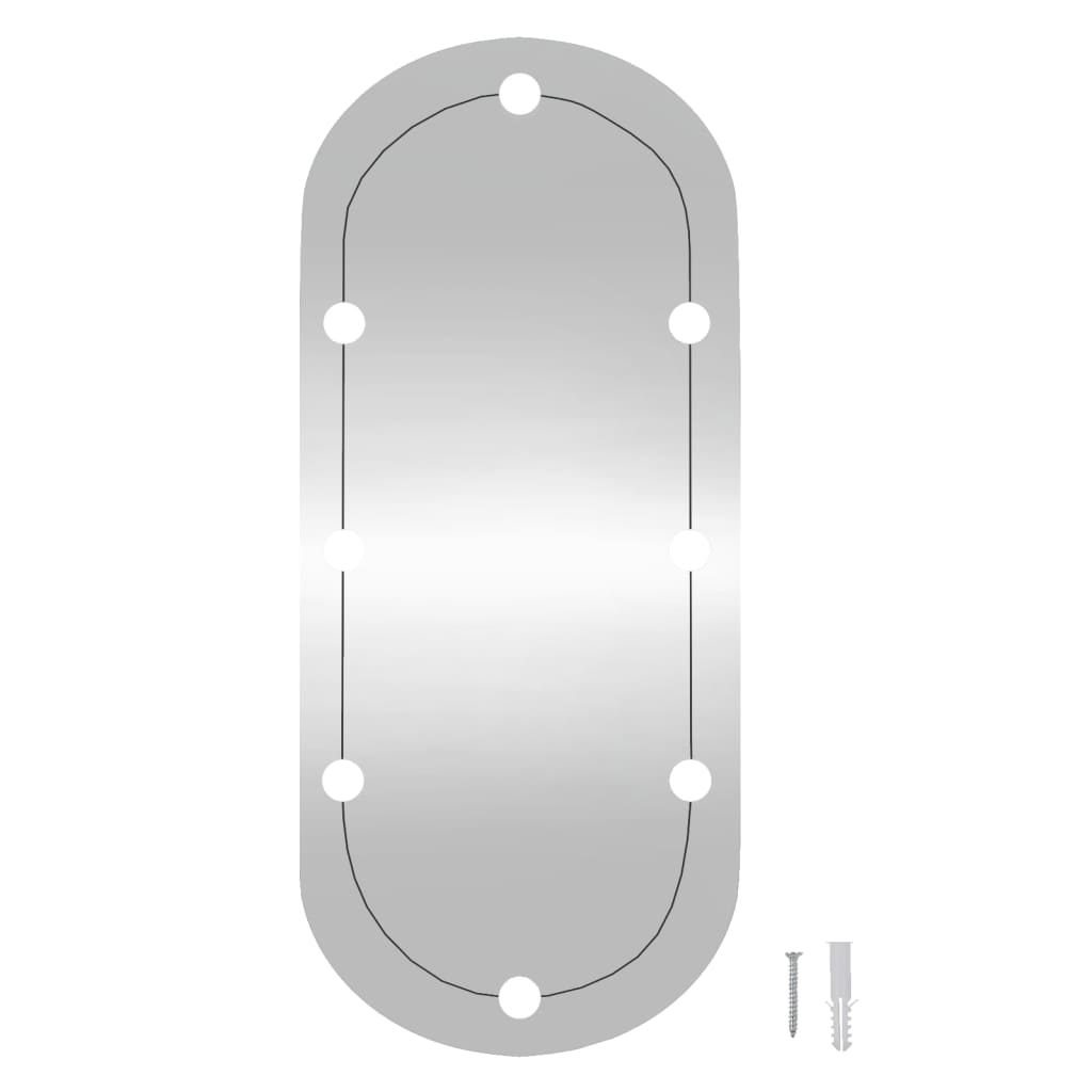 vidaXL Veggspeil med LED-lys 40x90 cm glass oval