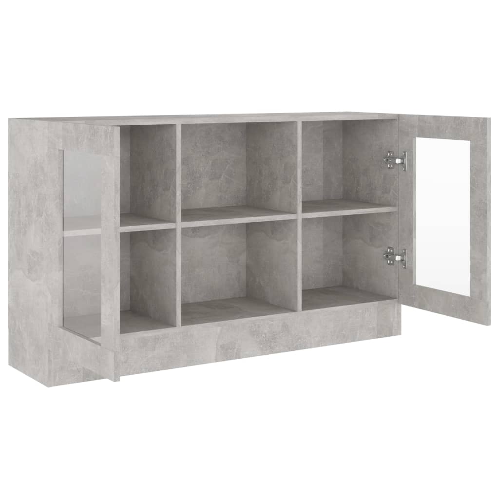 vidaXL Vitrine betonggrå 120x30,5x70 cm konstruert tre