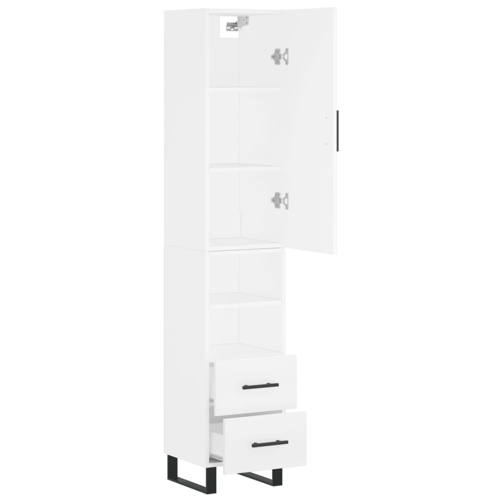 vidaXL Highboard hvit 34,5x34x180 cm konstruert tre