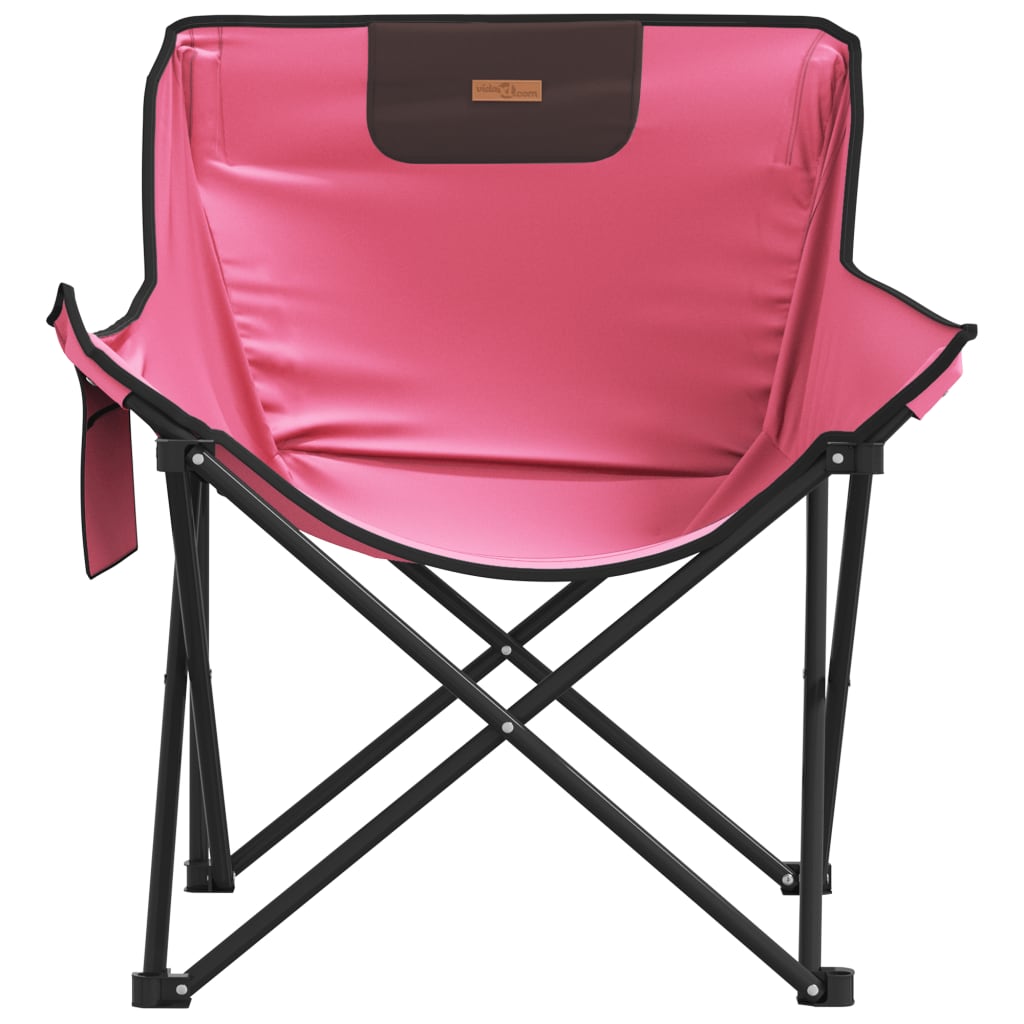 vidaXL Campingstoler med lomme 2 stk sammenleggbar rosa