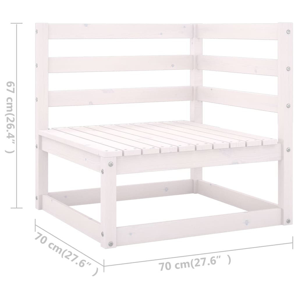 vidaXL 3-seters hagesofa hvit heltre furu