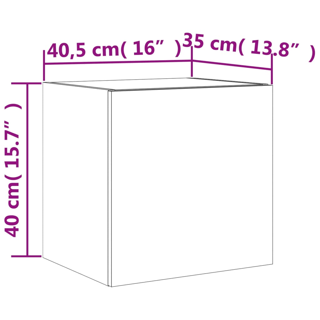 vidaXL Vegghengt TV-benk med LED hvit 40,5x35x40 cm