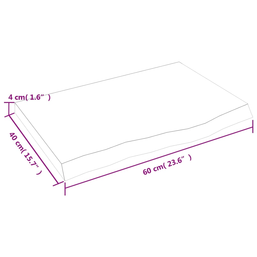 vidaXL Benkeplate til bad mørkebrun 60x40x(2-4) cm behandlet heltre