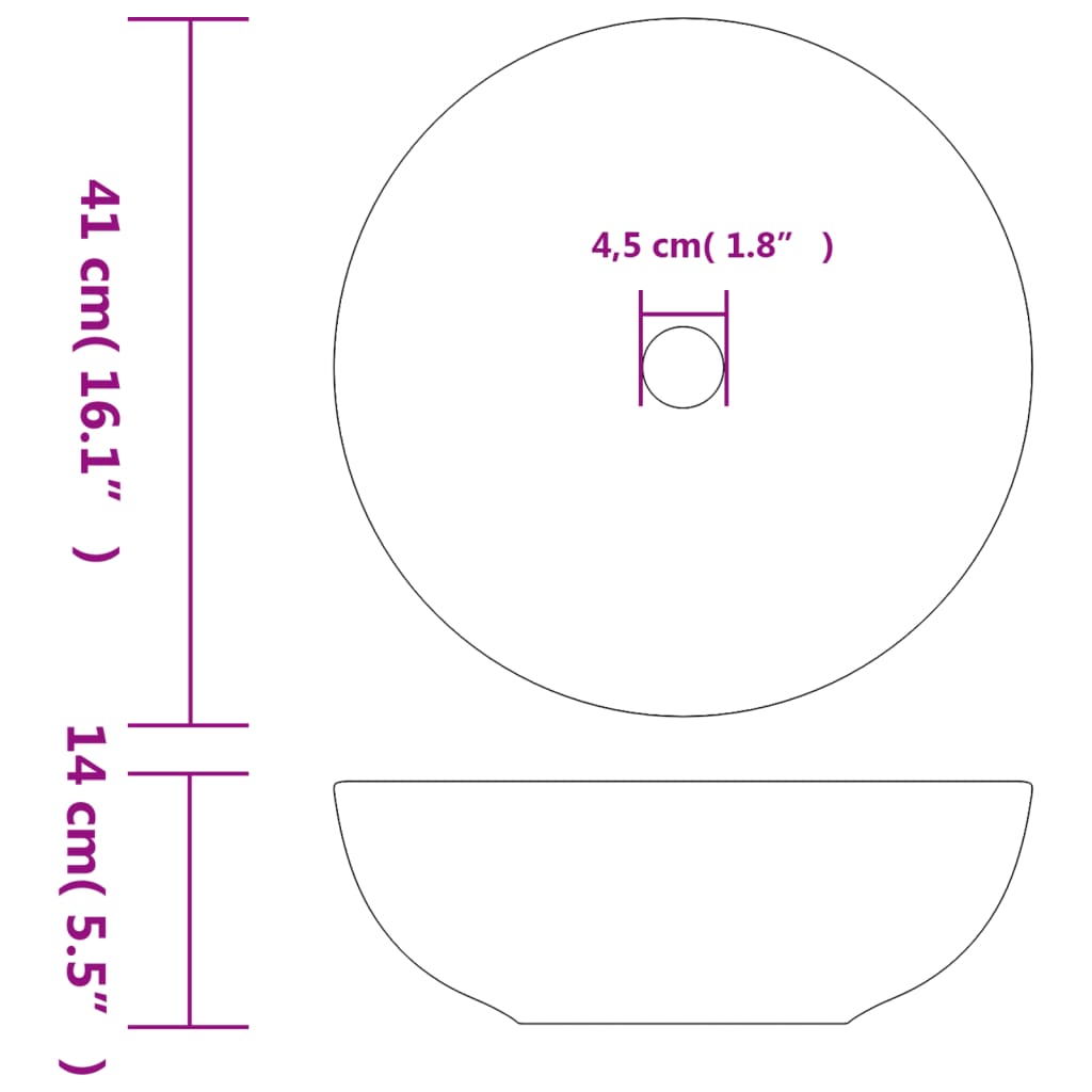 vidaXL Benkeservant hvit og gul rund Φ41x14 cm keramikk