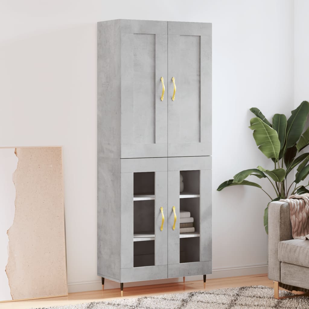 vidaXL Highboard betonggrå 69,5x34x180 cm konstruert tre