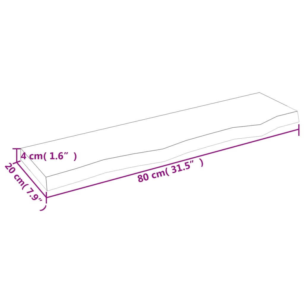 vidaXL Vegghylle lysebrun 80x20x4 cm behandlet heltre eik