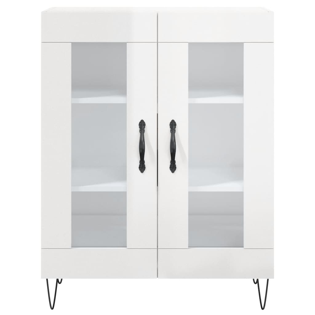 vidaXL Highboard høyglans hvit 69,5x34x180 cm konstruert tre