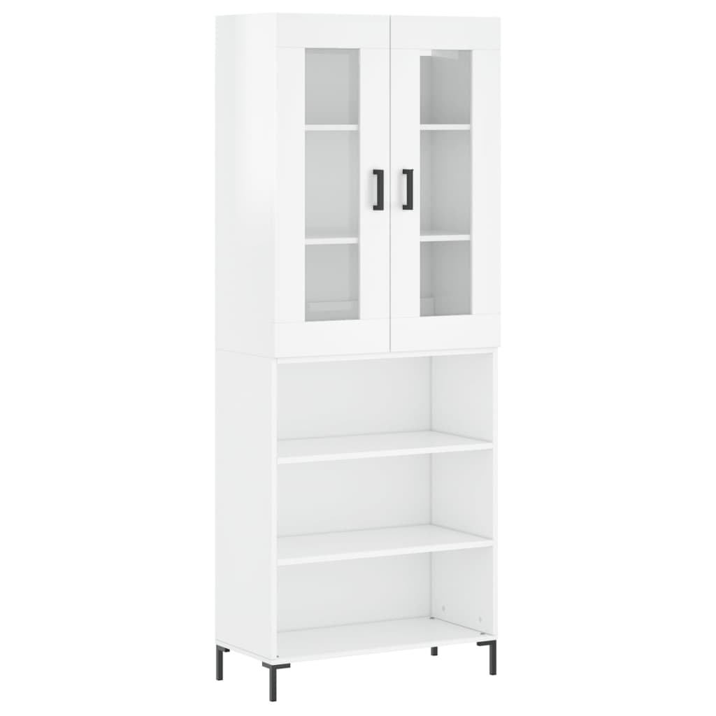 vidaXL Highboard høyglans hvit 69,5x34x180 cm konstruert tre