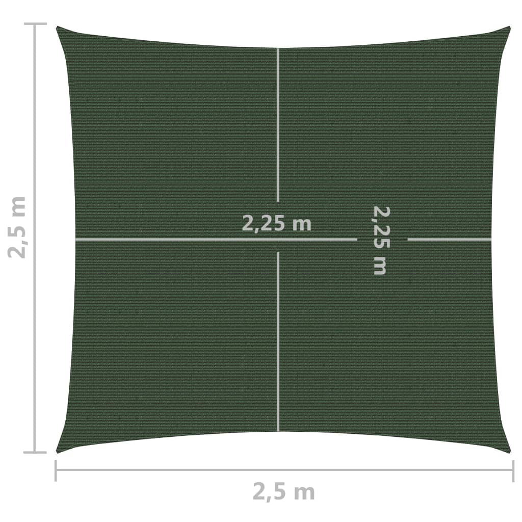 vidaXL Solseil 160 g/m² mørkegrønn 2,5x2,5 m HDPE