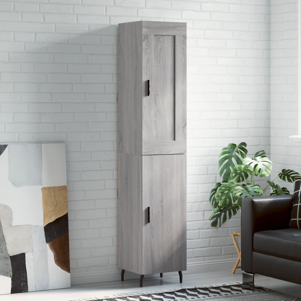 vidaXL Highboard grå sonoma 34,5x34x180 cm konstruert tre