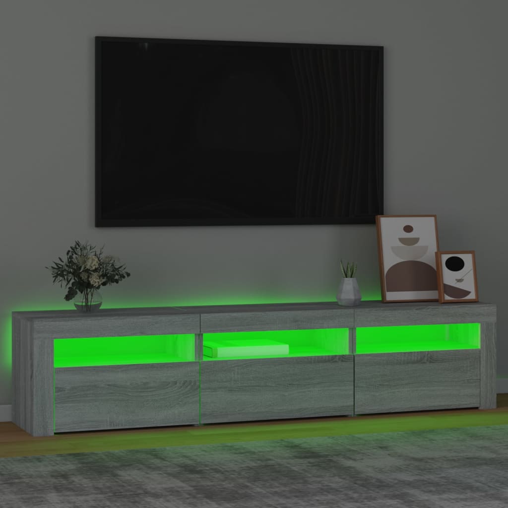 vidaXL TV-benk med LED-lys grå sonoma 180x35x40 cm