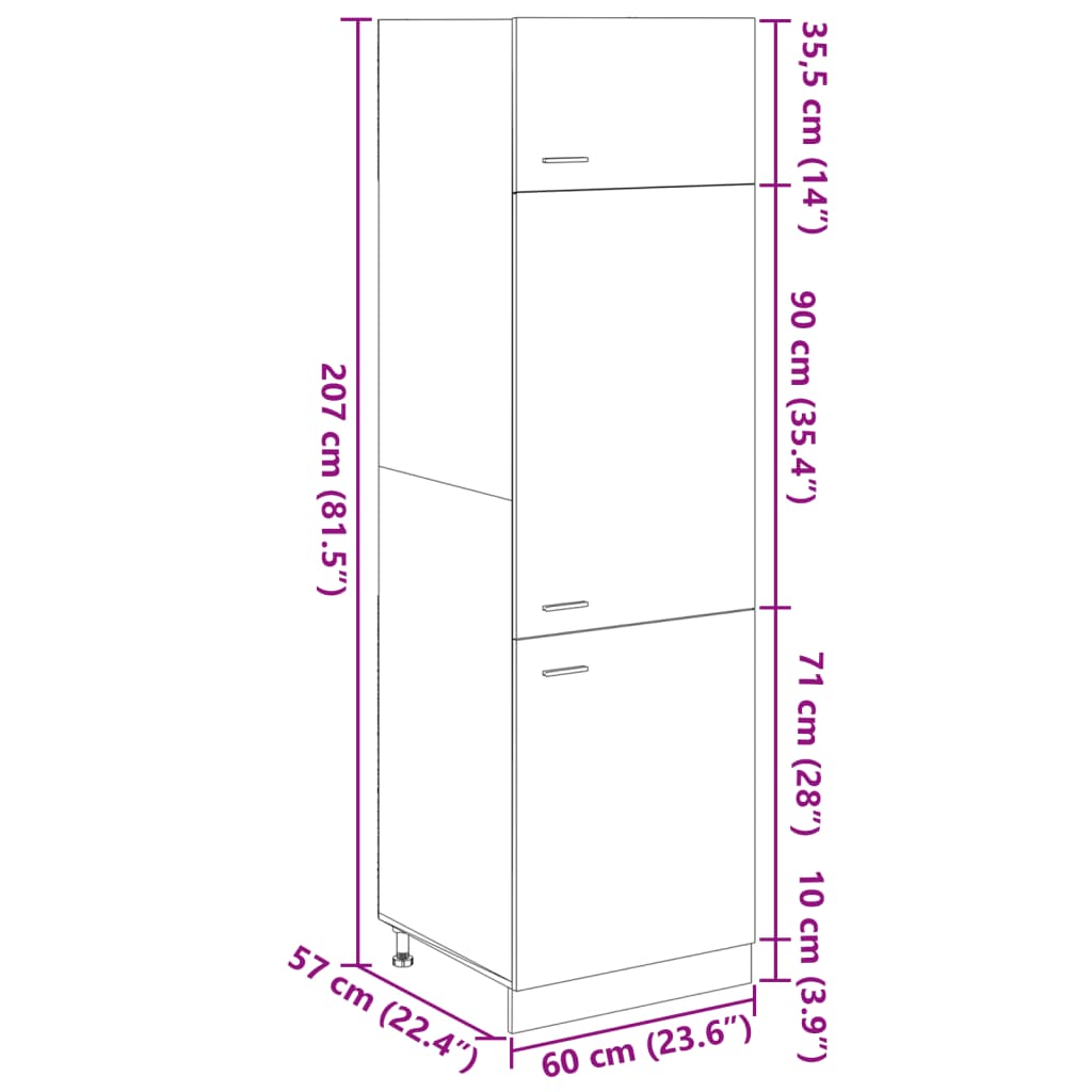 vidaXL Skap for kjøkkenskap sonoma eik 60x57x207 cm sponplate