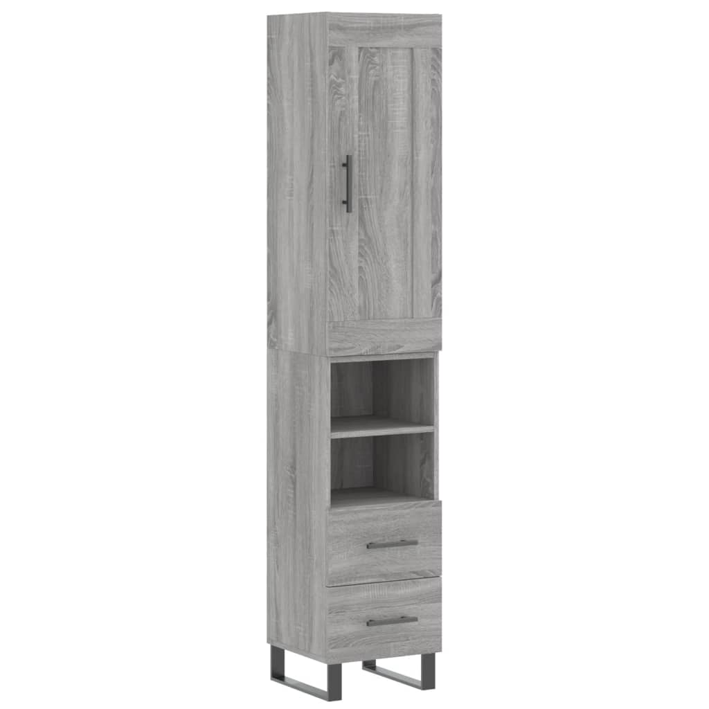 vidaXL Highboard grå sonoma 34,5x34x180 cm konstruert tre