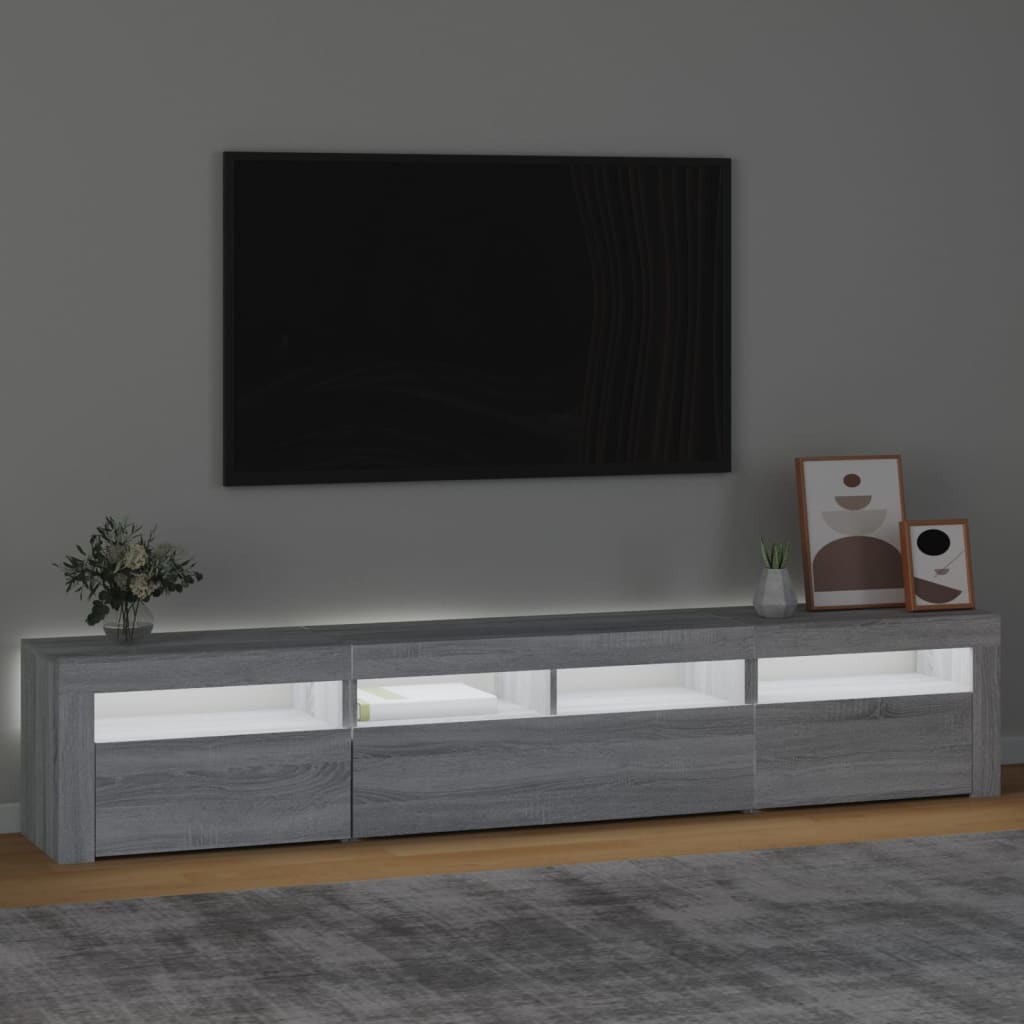 vidaXL TV-benk med LED-lys grå sonoma 210x35x40 cm