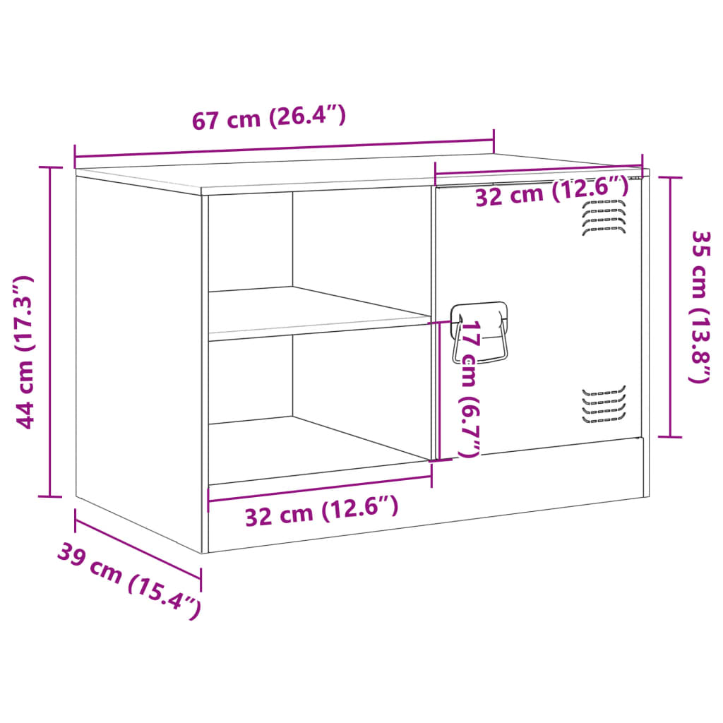 vidaXL TV-benker 2 stk antrasitt 67x39x44 cm stål