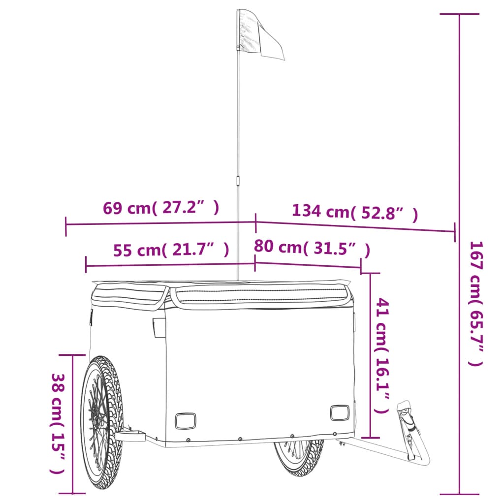 vidaXL Sykkelvogn svart og gul 45 kg jern