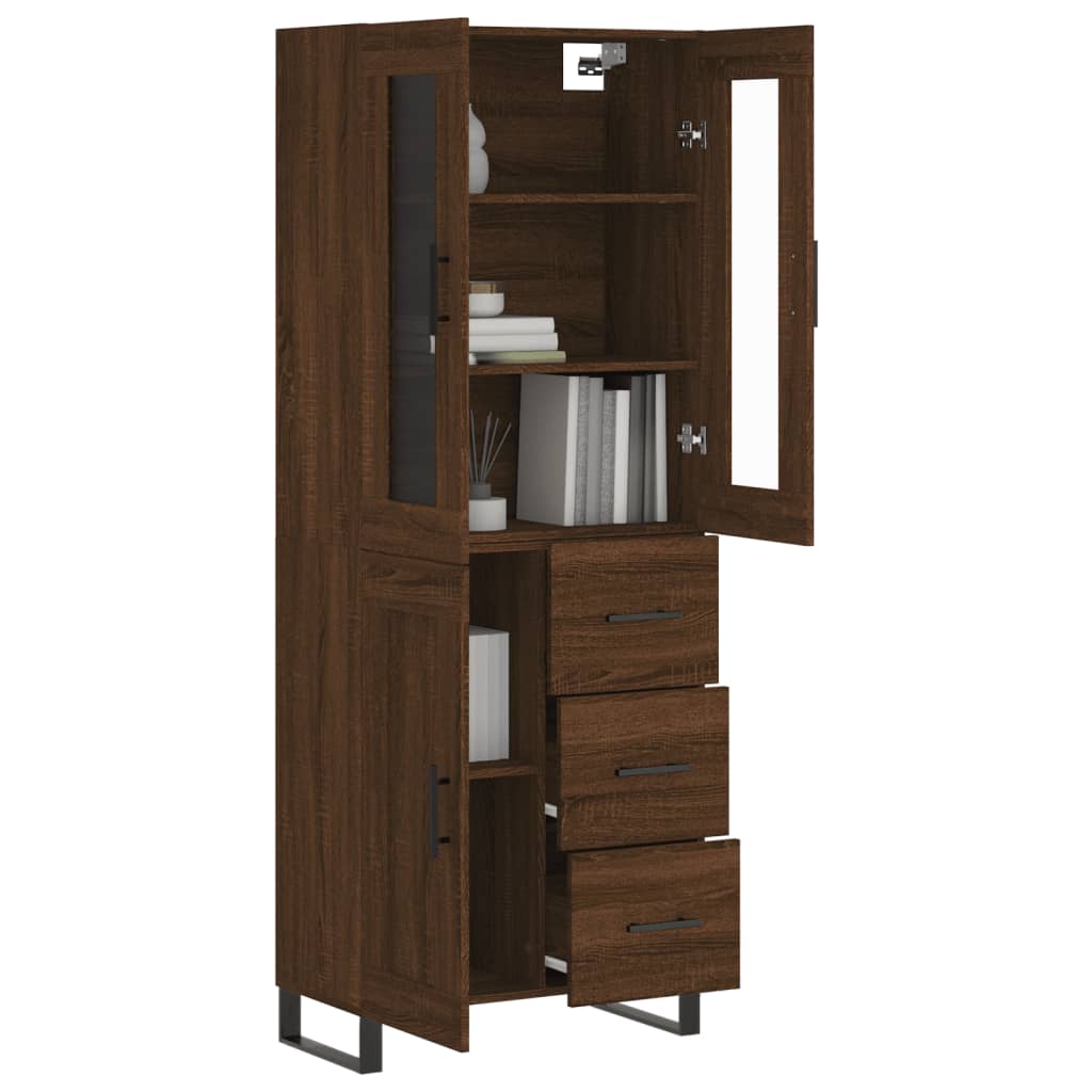 vidaXL Highboard brun eik 69,5x34x180 cm konstruert tre