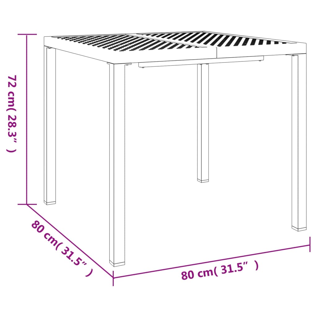 vidaXL Hagebord antrasitt 80x80x72 cm stål