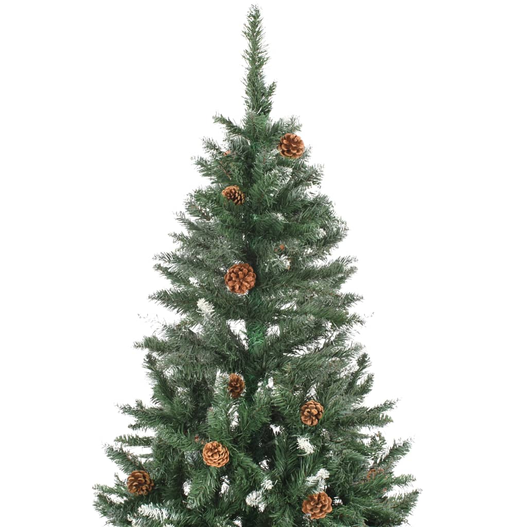 vidaXL Forhåndsbelyst kunstig juletre med kongler 150 cm