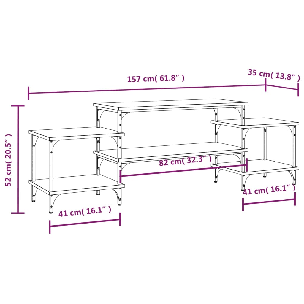 vidaXL TV-benk sonoma eik 157x35x52 cm konstruert tre