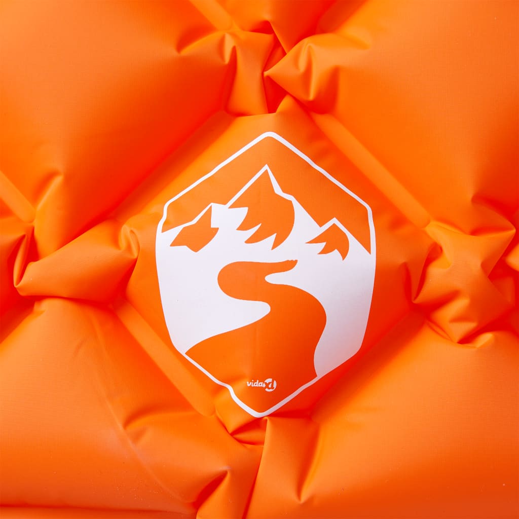 vidaXL Oppblåsende campingmadrass med pute for 1 person oransje