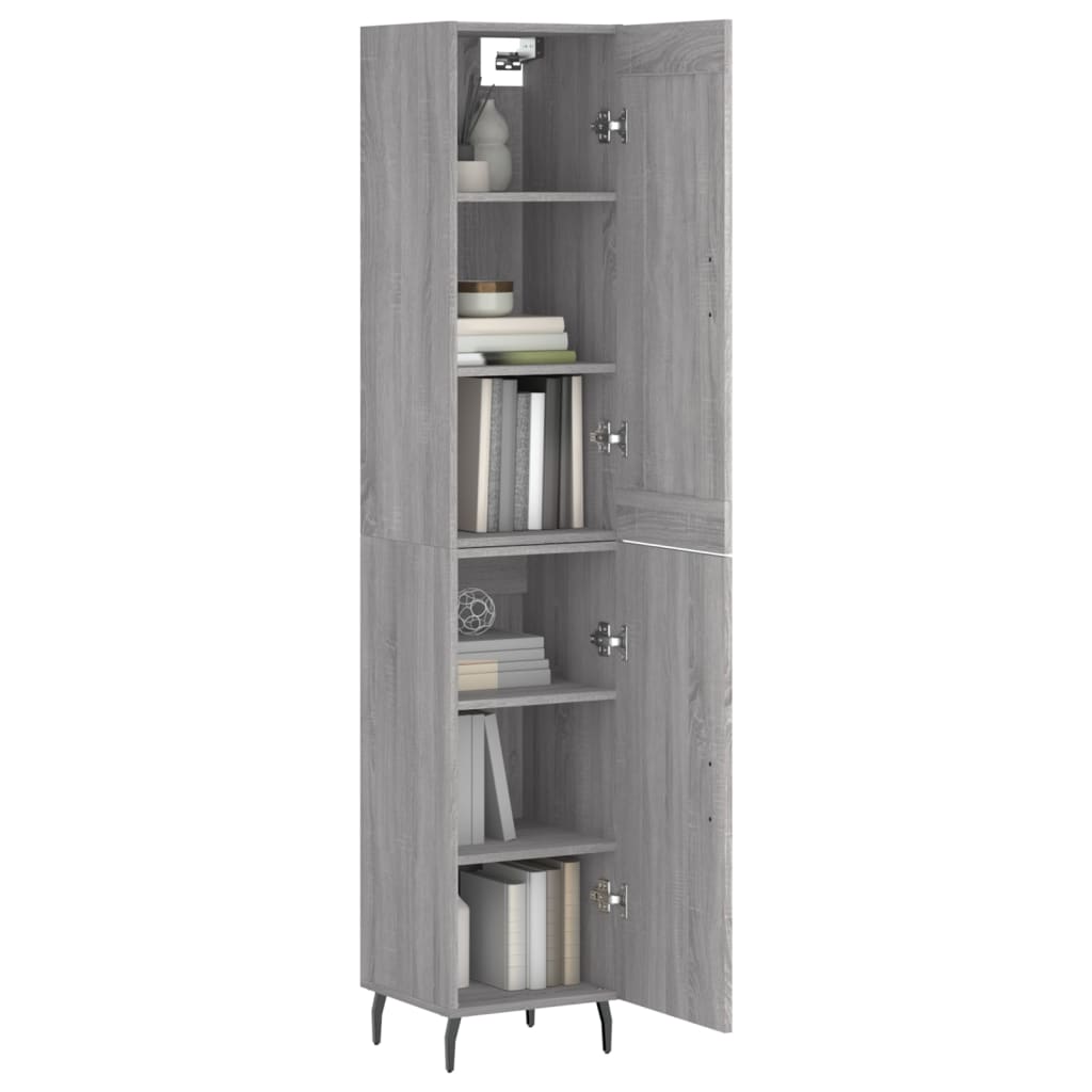 vidaXL Highboard grå sonoma 34,5x34x180 cm konstruert tre