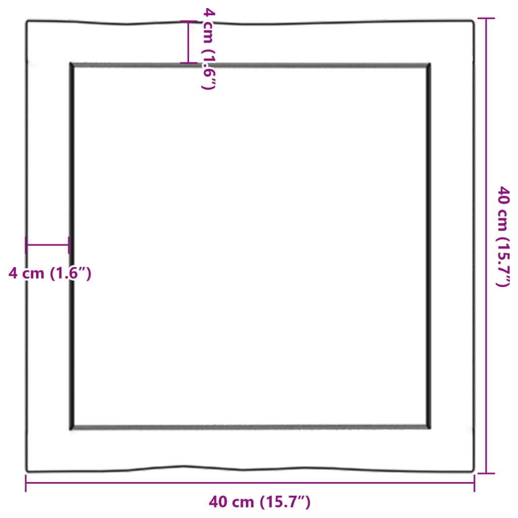 vidaXL Bordplate lysebrun 40x40x(2-6)cm behandlet heltre naturlig kant