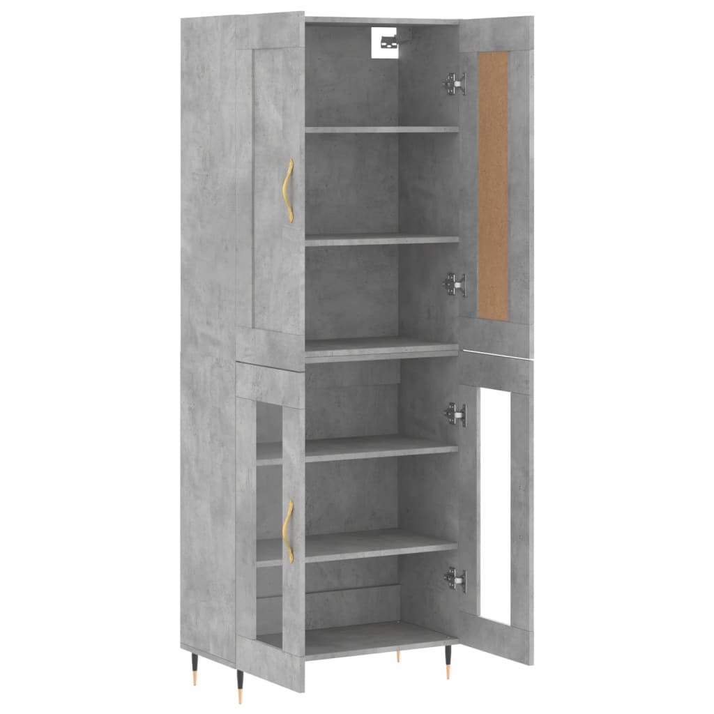 vidaXL Highboard betonggrå 69,5x34x180 cm konstruert tre