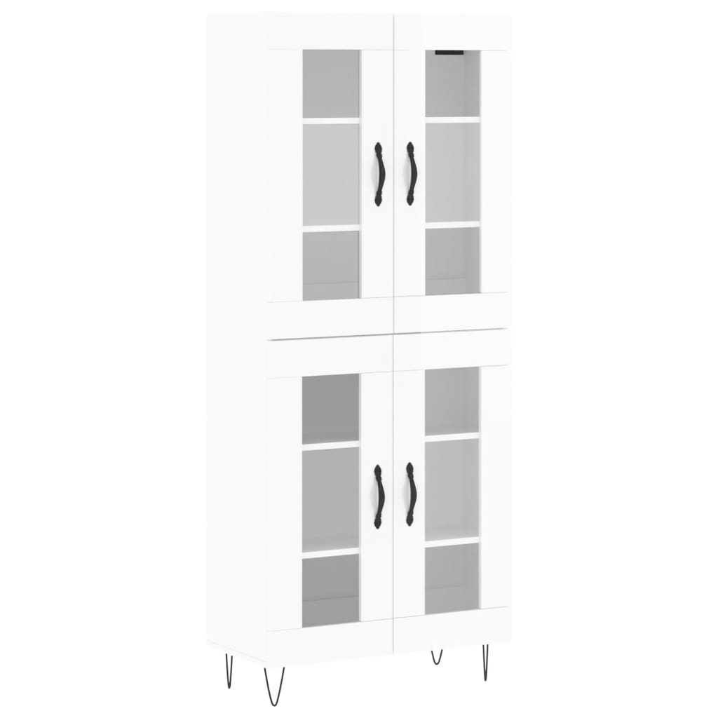 vidaXL Highboard høyglans hvit 69,5x34x180 cm konstruert tre