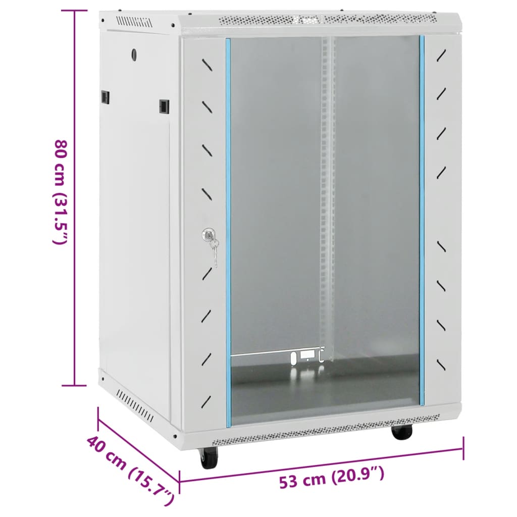 vidaXL Nettverksskap 15U 19" IP20 grå 53x40x80 cm