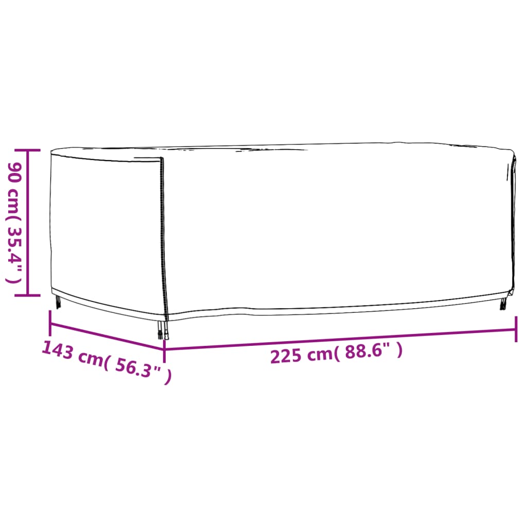 vidaXL Hagemøbeltrekk svart 225x143x90 cm vanntett 420D