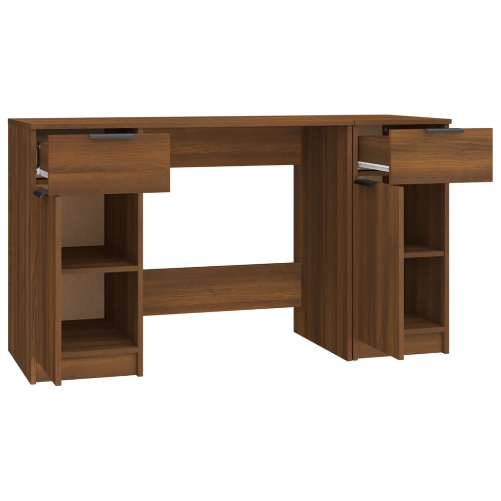 vidaXL Skrivebord med sideskap brun eik konstruert tre