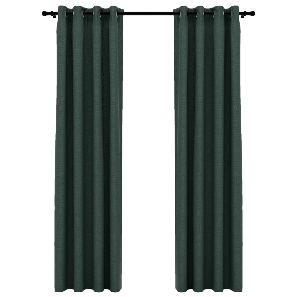 vidaXL Lystette gardiner maljer og lin-design 2 stk grønn 140x245 cm