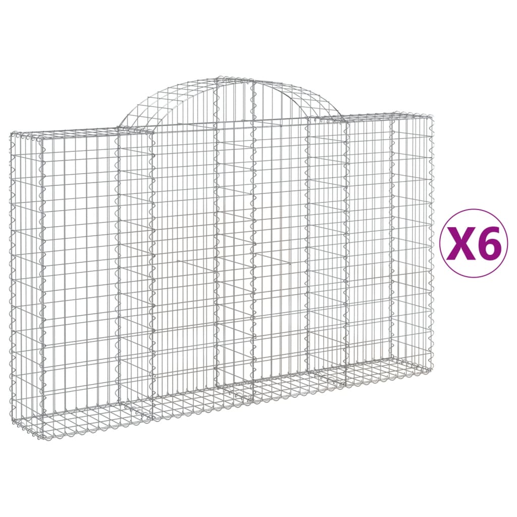 vidaXL Gabionkurver buede 6 stk 200x30x120/140 cm galvanisert jern