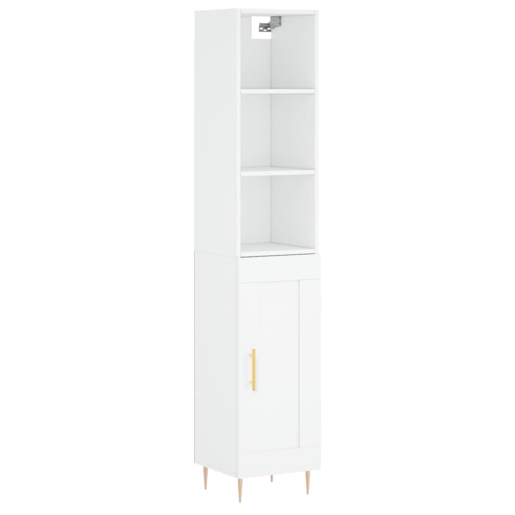 vidaXL Highboard hvit 34,5x34x180 cm konstruert tre